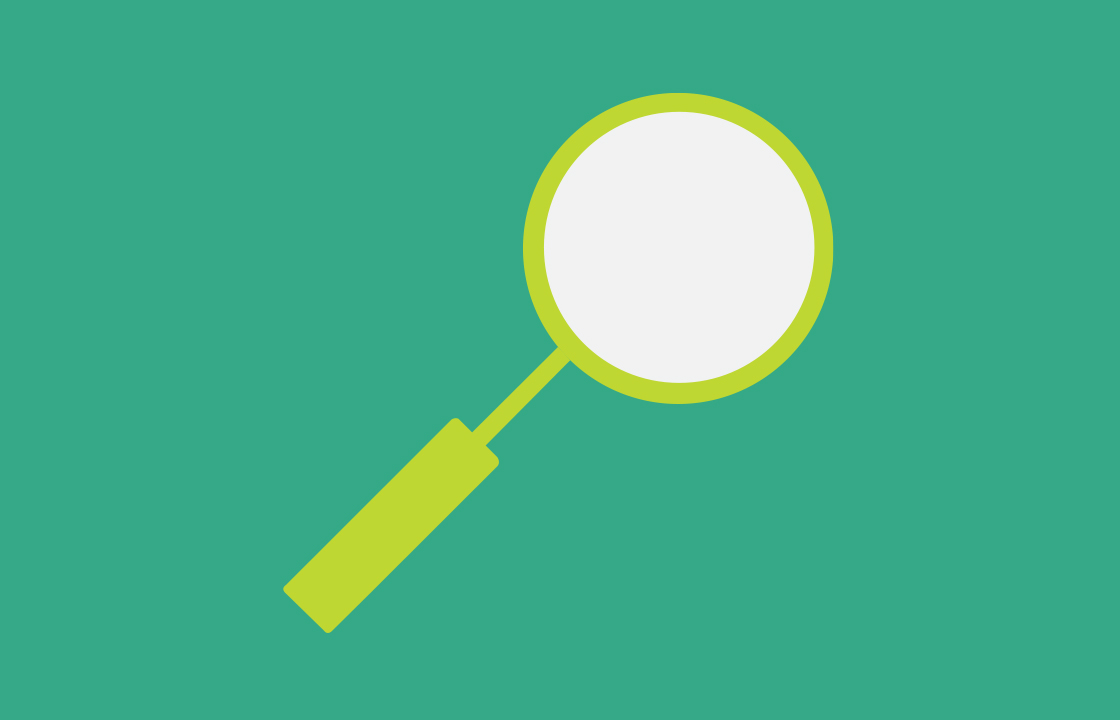 magnifying glass on green background